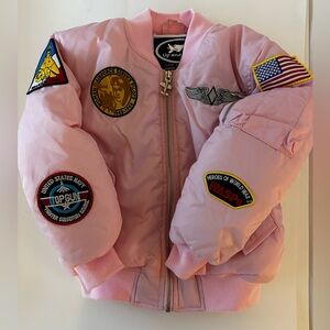 Up and Away Junior MA-1 Flight Jacket, Girls 7, Pink Bomber Jacket